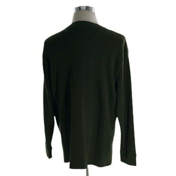 Outdoor Life Men's Henley Waffle Knit 1/4 Front Button Army Green Shirt Size XXL - Picture 3 of 8